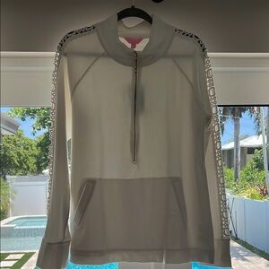 Lily Pulitzer Elegant White Lace Sleeve Women's Jacket XL